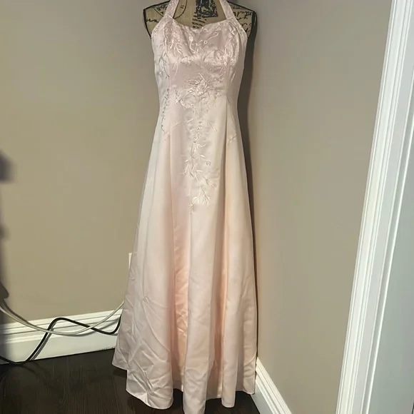 dark red long dress formal Ladivine CD716 Fitted Formal Gown Fully Embellished with Halter Neck – Mia  Bella Couture